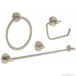 Grohe 4-in-1 Space-Saving Brushed Nickel Bathroom Set