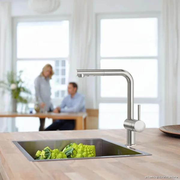 Grohe SuperSteel Pull-Out Kitchen Faucet with Spray Minta 30300DC0 - Image 2