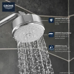 Grohe Tempesta 100 4-Function Luxury Shower Head with Hard Graphite Finish