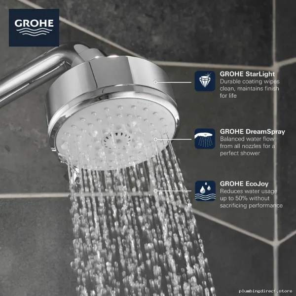 Grohe Tempesta 100 4-Function Luxury Shower Head with Hard Graphite Finish