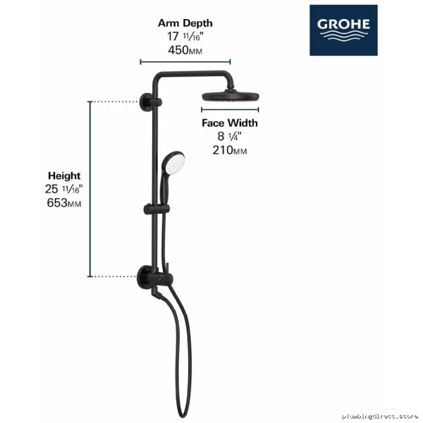 Grohe Tempesta Chrome Shower Head Set with Handheld & Adjustable Slide Bar - Image 2