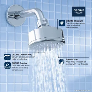 Grohe Tempesta Matte Black Shower Head - 1-Function Rainfall Spray
