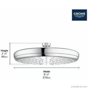 Grohe Tempesta Matte Black Shower Head - 1-Function Rainfall Spray