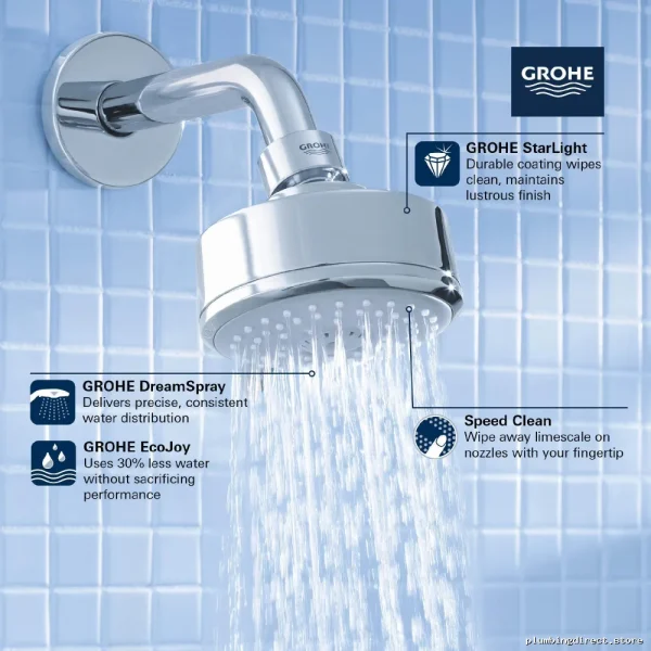 Grohe Tempesta 100 Single-Function Chrome Shower Head - High-Performance Model 26051001 - Image 4
