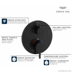 Grohe Chrome Thermostatic Shower Valve Trim Kit 24360000
