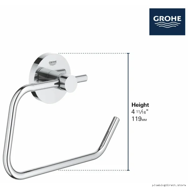 Wall-Mount Chrome Toilet Paper Holder - Grohe 40689001 Essentials - Image 2