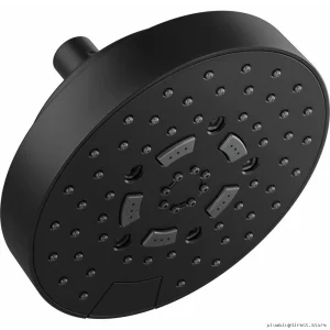 H2OKinetic 7-Round 5-Function Shower Head - 1.5 GPM Water-Saving Matte Black