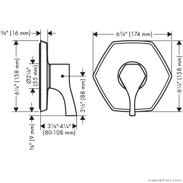 Hansgrohe Locarno Brushed Gold Optic Pressure Balance Valve Trim for Showers 04822250