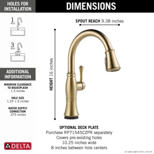 Hands-Free Delta Cassidy Kitchen Faucet - Champagne Bronze