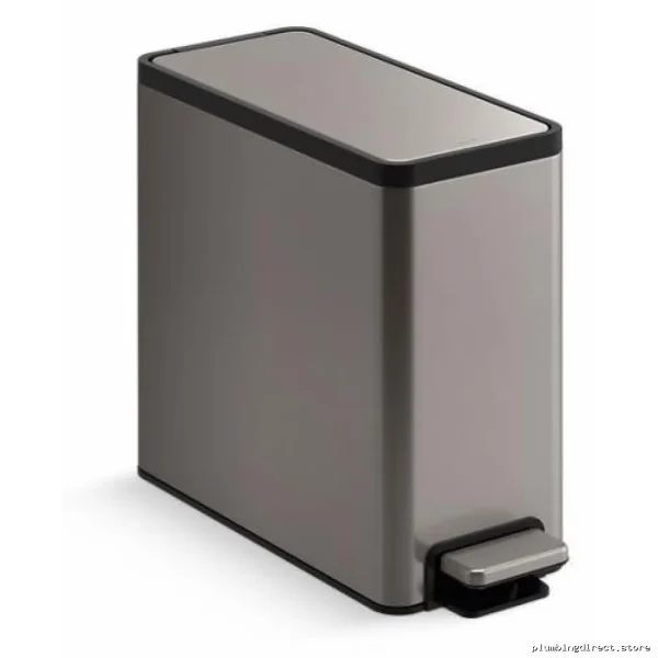 2.5-Gallon Slim Trash Can with Hands-Free Foot Pedal - Stainless Steel & White Kohler 20957-STW - Image 3
