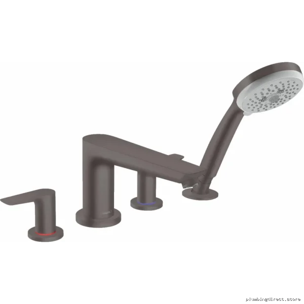 Hansgrohe Talis E Brushed Black Chrome Roman Tub Faucet 4-Hole Trim w/ Hand Shower