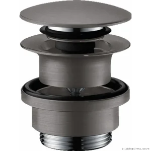 Push-to-Open Sink Drain in Brushed Black Chrome - Hansgrohe Model 50100341