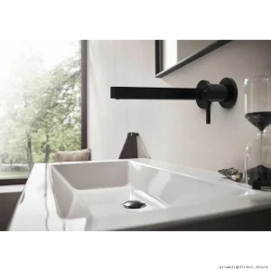 Hansgrohe 76050671 Matte Black Wall-Mounted Bathroom Faucet Trim - Modern Replacement Design