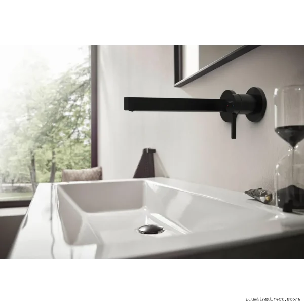 Hansgrohe 76050671 Matte Black Wall-Mounted Bathroom Faucet Trim - Modern Replacement Design