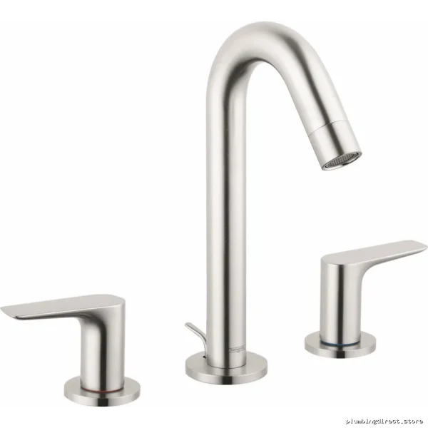 Hansgrohe Brushed Nickel 8" Widespread Bathroom Faucet with Pop-Up Drain - Image 2