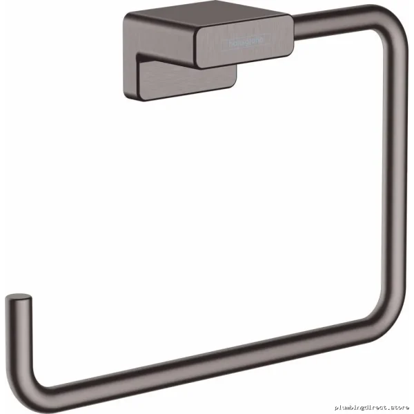 Hansgrohe AddStoris Luxury Bath Fixture - Brushed Black Chrome Towel Ring 41754340 - Image 2