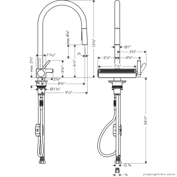Hansgrohe Aquno Select Kitchen Faucet - Pull-Down Spray, Matte Black Finish, High-Performance Faucets for Modern Kitchens