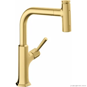 Hansgrohe Brushed Gold Kitchen Faucet with Pullout Spray