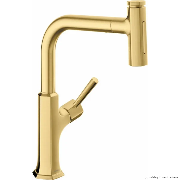 Hansgrohe Brushed Gold Kitchen Faucet with Pullout Spray