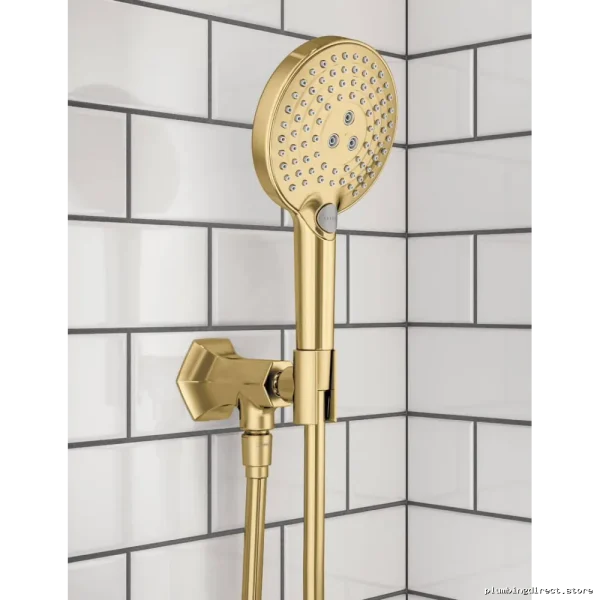 Hansgrohe Brushed Gold Wall Mount Shower Holder with Outlet 04831250 - Image 2