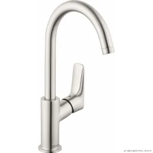 Hansgrohe Brushed Nickel Single Hole Bathroom Faucet with Pop-Up Drain