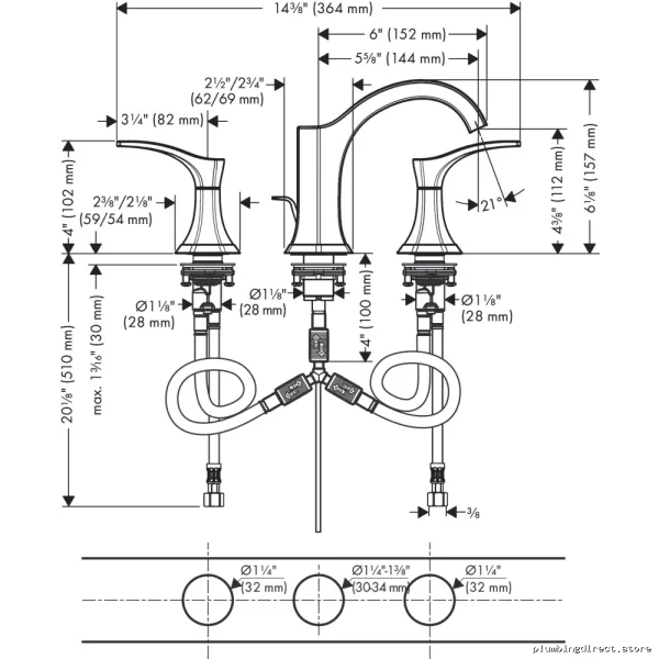 Widespread Bathroom Faucet with Pop-Up Drain - Brushed Nickel Hansgrohe - Image 3