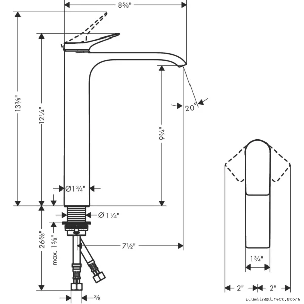 Hansgrohe Chrome Vessel Sink Faucet for Bathroom 250mm Spout 75042001