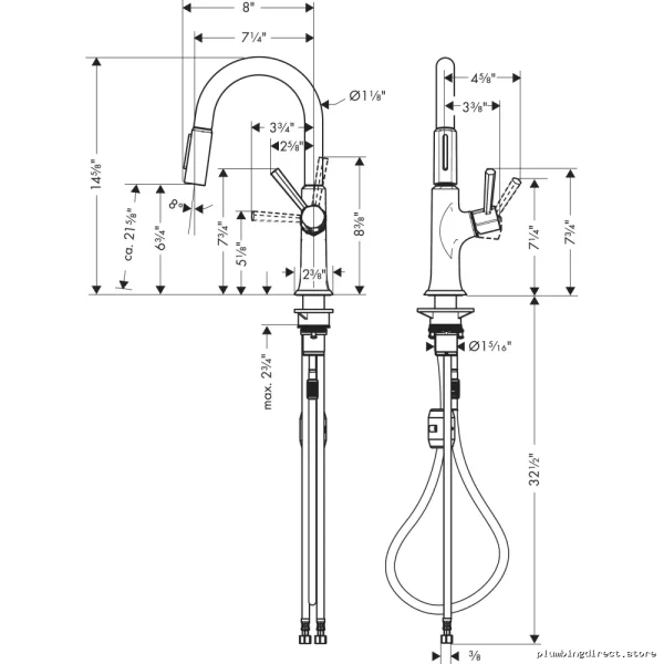Hansgrohe Chrome Locarno Kitchen Prep Faucet with Pulldown Spray - Image 2
