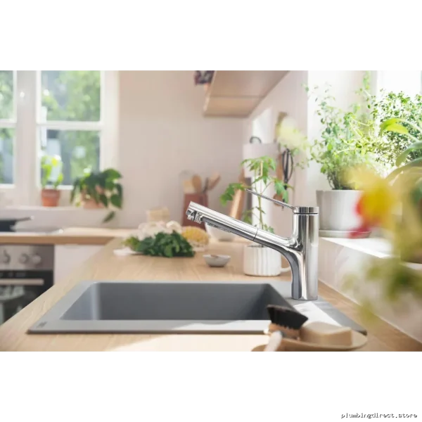 Hansgrohe Chrome Pull-Out Kitchen Faucet with Spray 74800001 - Image 3