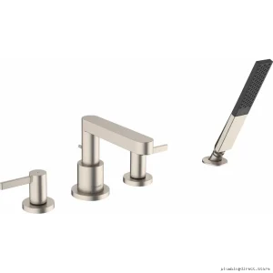 Hansgrohe Finoris Brushed Nickel 4-Hole Roman Tub Faucet with Handheld Shower