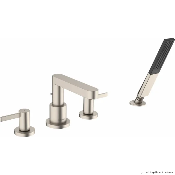 Hansgrohe Finoris Brushed Nickel 4-Hole Roman Tub Faucet with Handheld Shower
