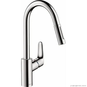 Pull Down Chrome Kitchen Faucet by Hansgrohe Focus