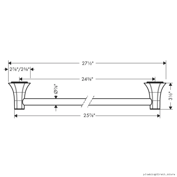 Hansgrohe Locarno 24-Inch Brushed Nickel Towel Bar (Stainless Steel Bath Accessory) - 04835820 - Image 2