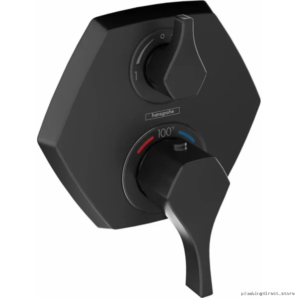 Hansgrohe Locarno Matte Black Thermostatic Valve Trim with Diverter