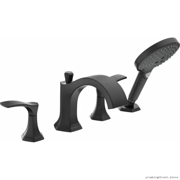 Locarno Roman Tub Faucet Trim w/ Hand Shower - Matte Black Hansgrohe 04817670 - Image 2