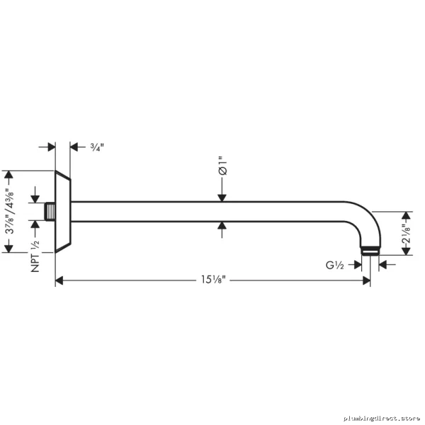 Hansgrohe Luxe Locarno 15-Inch Brushed Nickel Shower Arm - Image 2