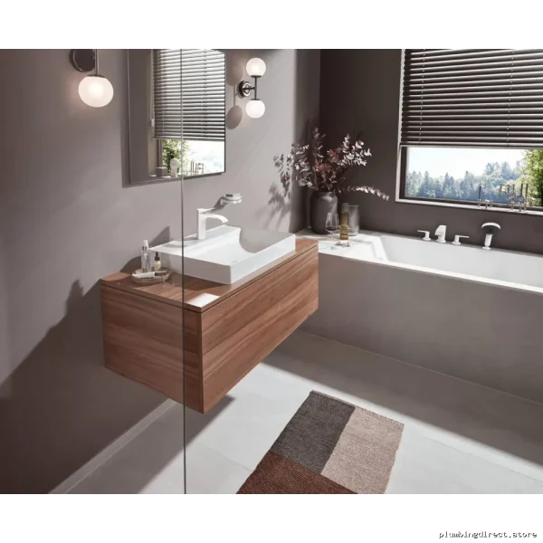 Hansgrohe Matte White Single Hole Bathroom Faucet with Pop-Up Drain - Image 2