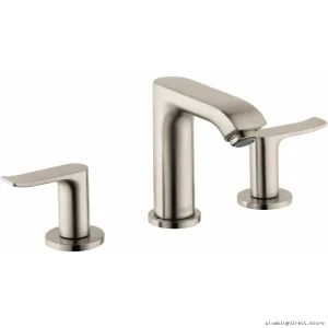 Hansgrohe Metris 100 Widespread Bathroom Faucet Brushed Nickel Pop-Up Drain