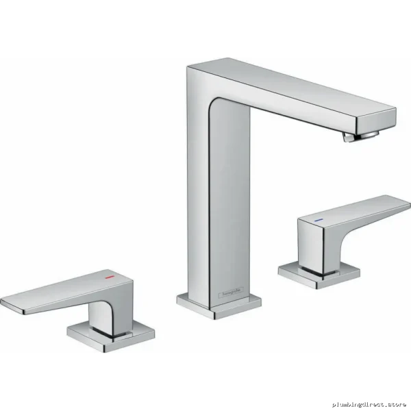 Hansgrohe Metrol Polished Chrome Wide-Spreader Bathroom Sink Faucet With Pop-Up