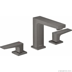 Hansgrohe Metropol 110 Widespread Bathroom Faucet - Pop-Up Drain in Brushed Black Chrome