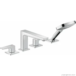Hansgrohe Metropol 4-Hole Roman Tub Filler Kit with Handheld Shower - Chrome 32557001