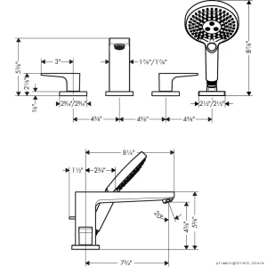 Hansgrohe Metropol 4-Hole Roman Tub Filler Trim + Handheld Shower in Matte White