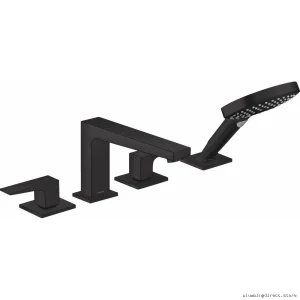 Hansgrohe Metropol Roman Tub Filler Trim with Hand Shower - Matte Black Design for Modern Bathrooms & Showers
