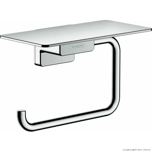 Hansgrohe Modern Chrome Toilet Roll Dispenser & Wall-Mounted Shelf
