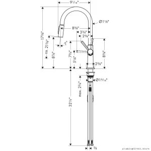 Hansgrohe 04852250 Pulldown Spray Kitchen Faucet in Brushed Gold Finish