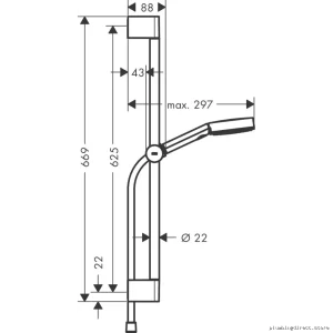 Hansgrohe Pulsify Select S 105 3-in-1 Function Hand Shower with 24-Inch Slide Bar - Matte Black