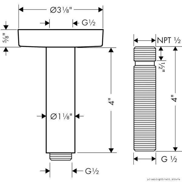 Hansgrohe Raindance E 4 Extension Pipe - For Ceiling Mounts, Brushed Bronze - Image 2