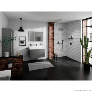 Hansgrohe Rainfinity Single-Use Matte Black Shower Head with Water Efficiency Focus.