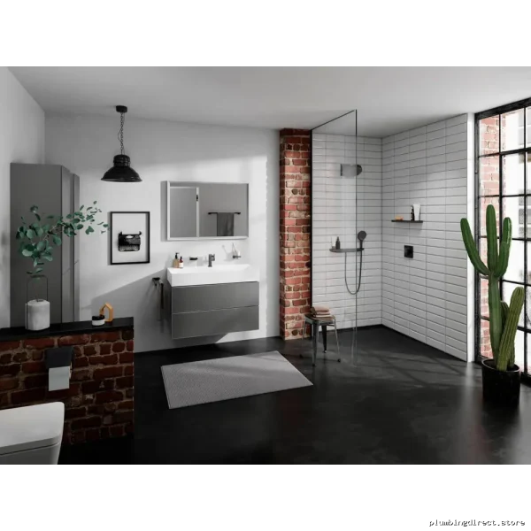 Hansgrohe Rainfinity Single-Use Matte Black Shower Head with Water Efficiency Focus.
