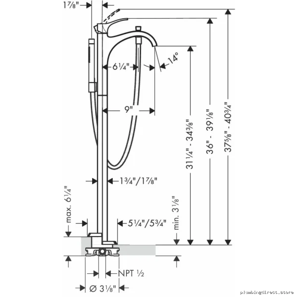 Hansgrohe Stand-Alone Tub Filler & Hand Shower Trim - Brushed Nickel - Image 2